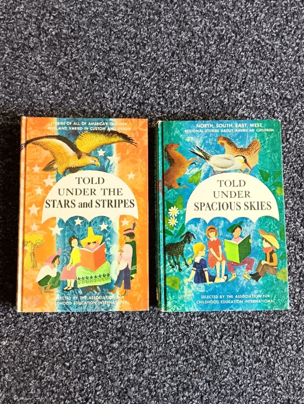1962 Childrens Umbrella Books Set Of 2, 60s Vintage Nursery Room Kids Stories